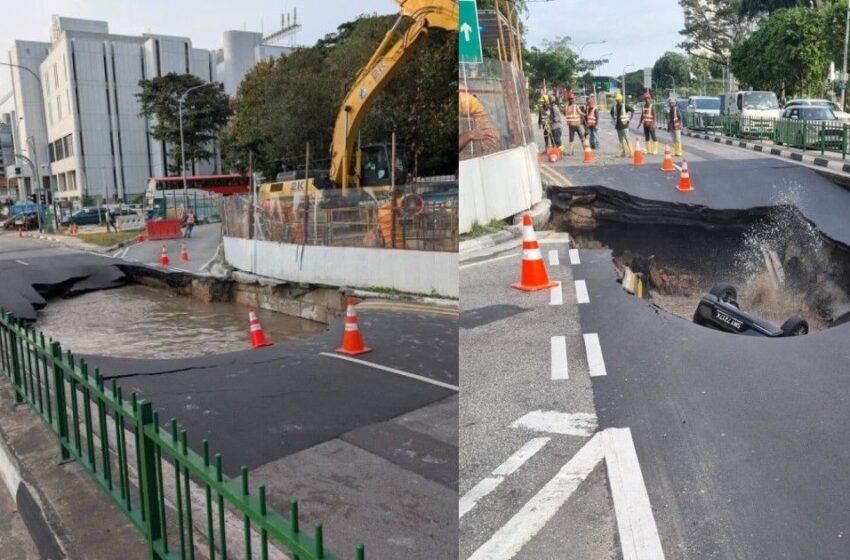  Sinkhole Muncul Di Singapura, Kereta Terbenam Dalam Lubang Sedalam 3 Meter